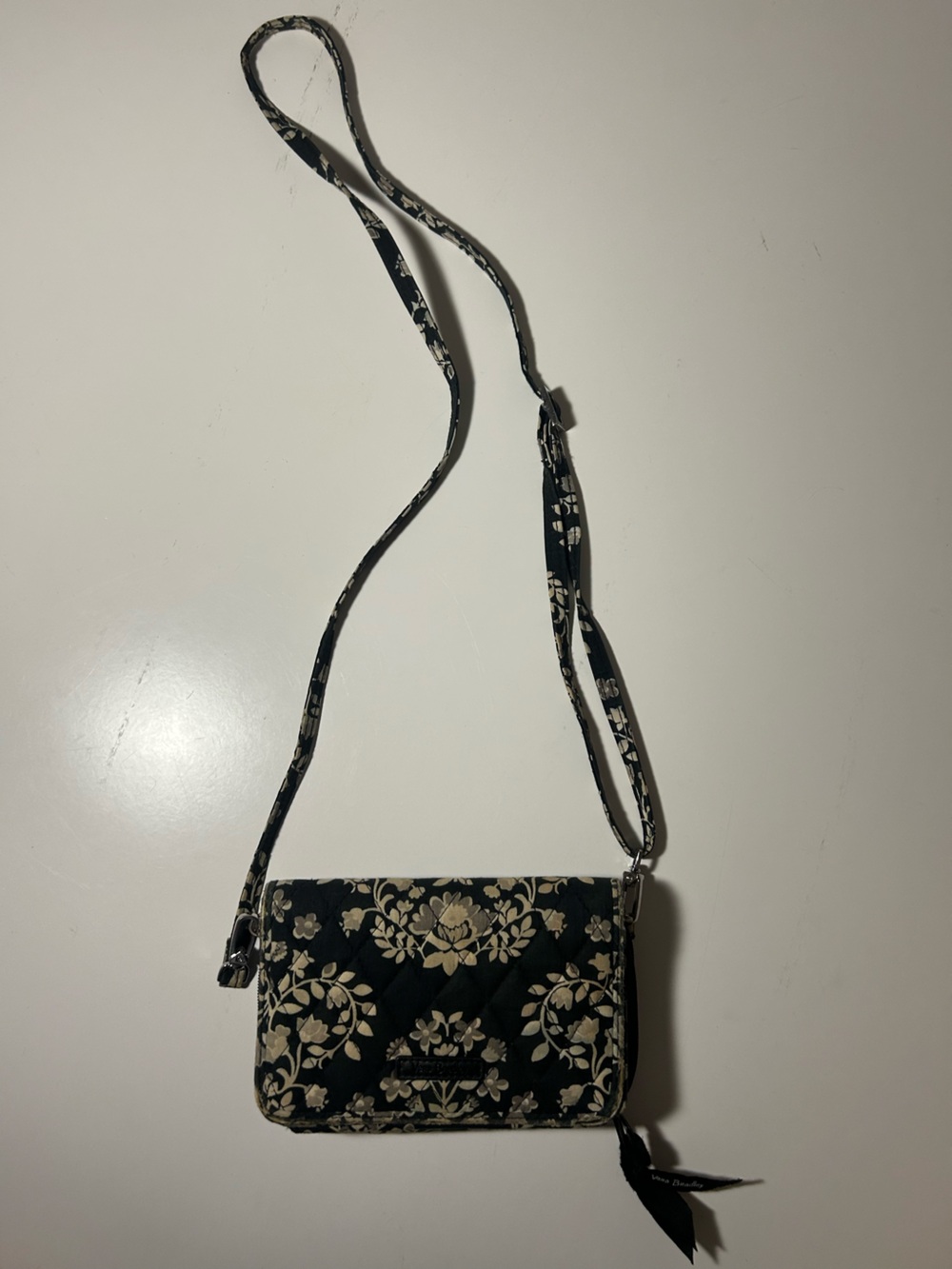 Vera Bradley Black and Cream Floral Crossbody Bag - Picture 2 of 5
